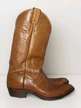 Justin Boots Men's Sz 8D Exotic Roper Boot Cognac Smooth Ostrich Foot Roper Toe